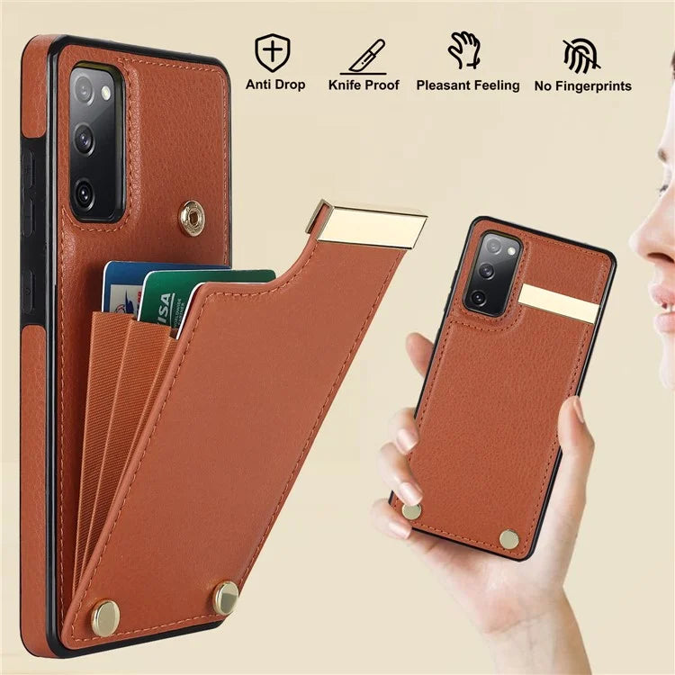 For Samsung Galaxy S20 FE 5G /  S20 FE / S20 FE 2022 / S20 Lite Cell Phone Case TPU+PU Leather Card Holder Cover