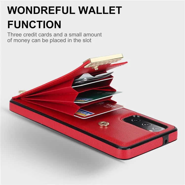 For Samsung Galaxy S20 FE 5G /  S20 FE / S20 FE 2022 / S20 Lite Cell Phone Case TPU+PU Leather Card Holder Cover