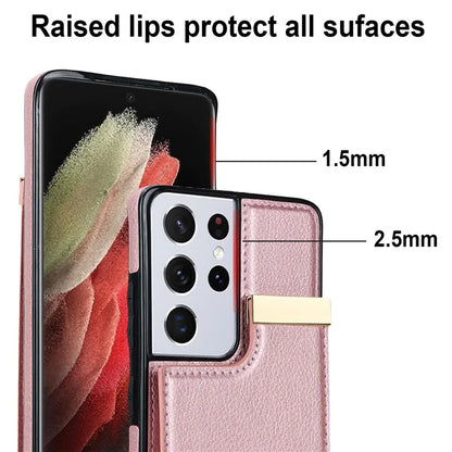 For Samsung Galaxy S21 Ultra 5G Case Shockproof TPU+PU Leather+Metal Hardware Phone Back Shell