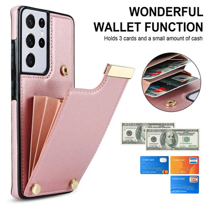 For Samsung Galaxy S21 Ultra 5G Case Shockproof TPU+PU Leather+Metal Hardware Phone Back Shell
