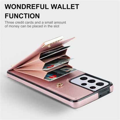 For Samsung Galaxy S21 Ultra 5G Case Shockproof TPU+PU Leather+Metal Hardware Phone Back Shell