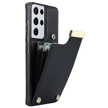 For Samsung Galaxy S21 Ultra 5G Case Shockproof TPU+PU Leather+Metal Hardware Phone Back Shell