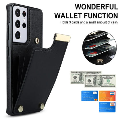 For Samsung Galaxy S21 Ultra 5G Case Shockproof TPU+PU Leather+Metal Hardware Phone Back Shell