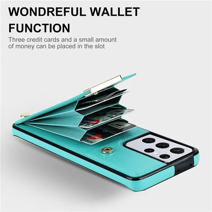 For Samsung Galaxy S21 Ultra 5G Case Shockproof TPU+PU Leather+Metal Hardware Phone Back Shell