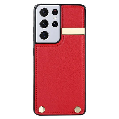For Samsung Galaxy S21 Ultra 5G Case Shockproof TPU+PU Leather+Metal Hardware Phone Back Shell