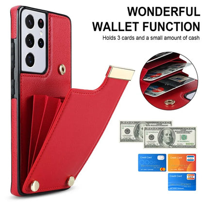 For Samsung Galaxy S21 Ultra 5G Case Shockproof TPU+PU Leather+Metal Hardware Phone Back Shell