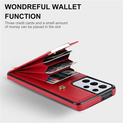For Samsung Galaxy S21 Ultra 5G Case Shockproof TPU+PU Leather+Metal Hardware Phone Back Shell