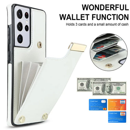 For Samsung Galaxy S21 Ultra 5G Case Shockproof TPU+PU Leather+Metal Hardware Phone Back Shell