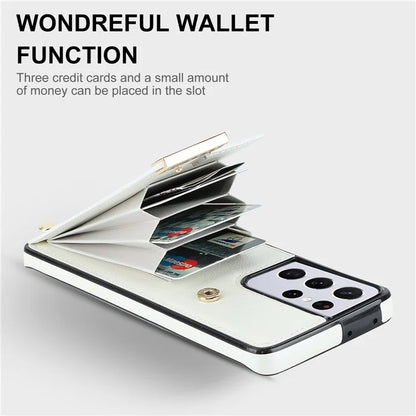 For Samsung Galaxy S21 Ultra 5G Case Shockproof TPU+PU Leather+Metal Hardware Phone Back Shell