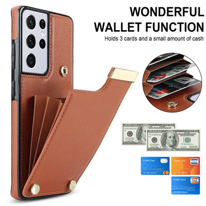 For Samsung Galaxy S21 Ultra 5G Case Shockproof TPU+PU Leather+Metal Hardware Phone Back Shell