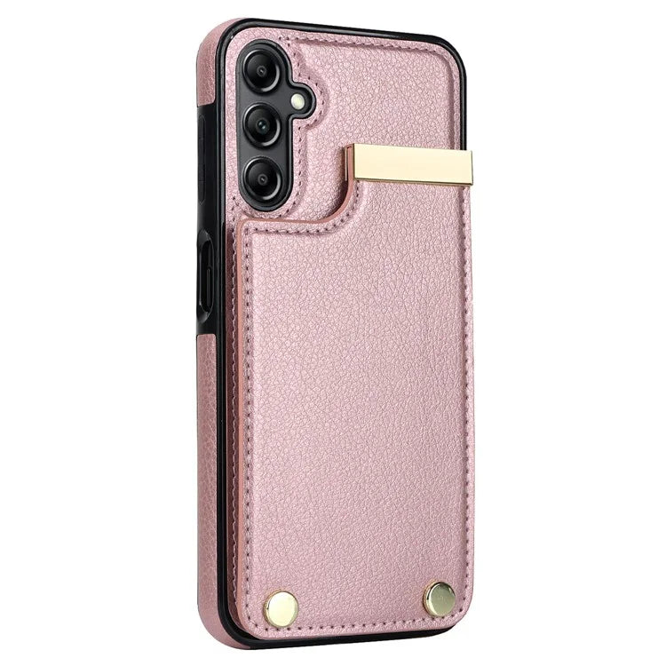For Samsung Galaxy A14 5G / A14 4G Case Hardware Decor TPU+PU Leather Card Slots Protective Cover
