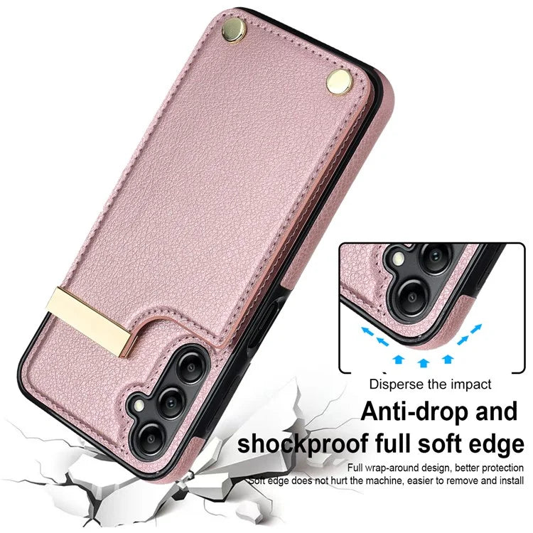 For Samsung Galaxy A14 5G / A14 4G Case Hardware Decor TPU+PU Leather Card Slots Protective Cover