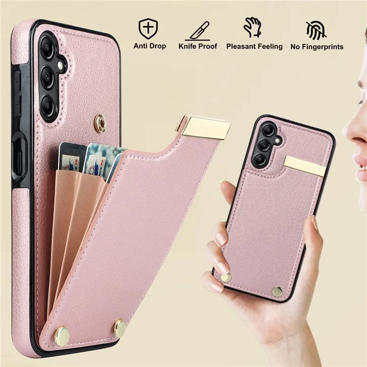For Samsung Galaxy A14 5G / A14 4G Case Hardware Decor TPU+PU Leather Card Slots Protective Cover