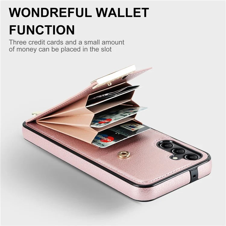 For Samsung Galaxy A14 5G / A14 4G Case Hardware Decor TPU+PU Leather Card Slots Protective Cover