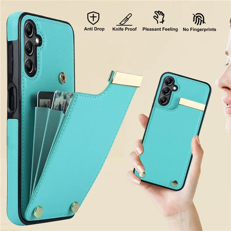 For Samsung Galaxy A14 5G / A14 4G Case Hardware Decor TPU+PU Leather Card Slots Protective Cover