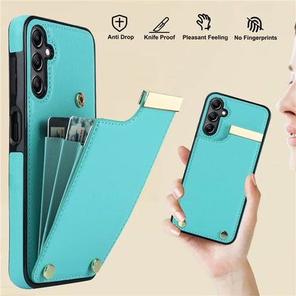 For Samsung Galaxy A14 5G / A14 4G Case Hardware Decor TPU+PU Leather Card Slots Protective Cover