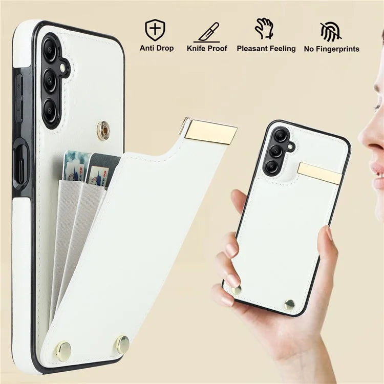 For Samsung Galaxy A14 5G / A14 4G Case Hardware Decor TPU+PU Leather Card Slots Protective Cover
