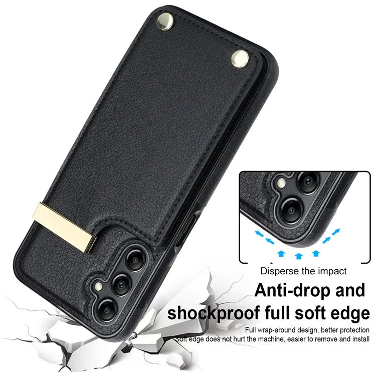 For Samsung Galaxy A14 5G / A14 4G Case Hardware Decor TPU+PU Leather Card Slots Protective Cover