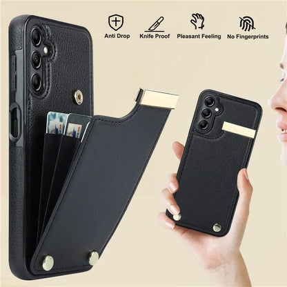 For Samsung Galaxy A14 5G / A14 4G Case Hardware Decor TPU+PU Leather Card Slots Protective Cover