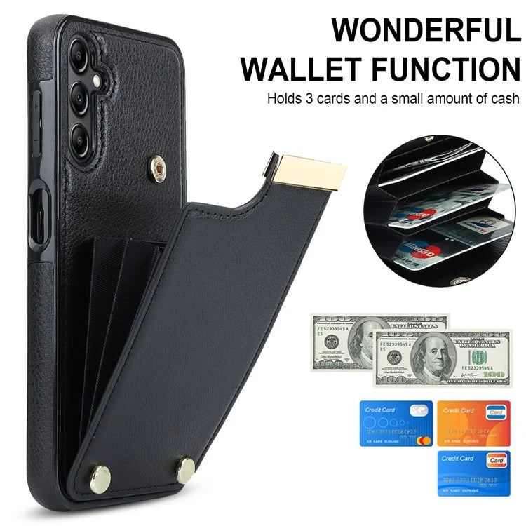 For Samsung Galaxy A14 5G / A14 4G Case Hardware Decor TPU+PU Leather Card Slots Protective Cover