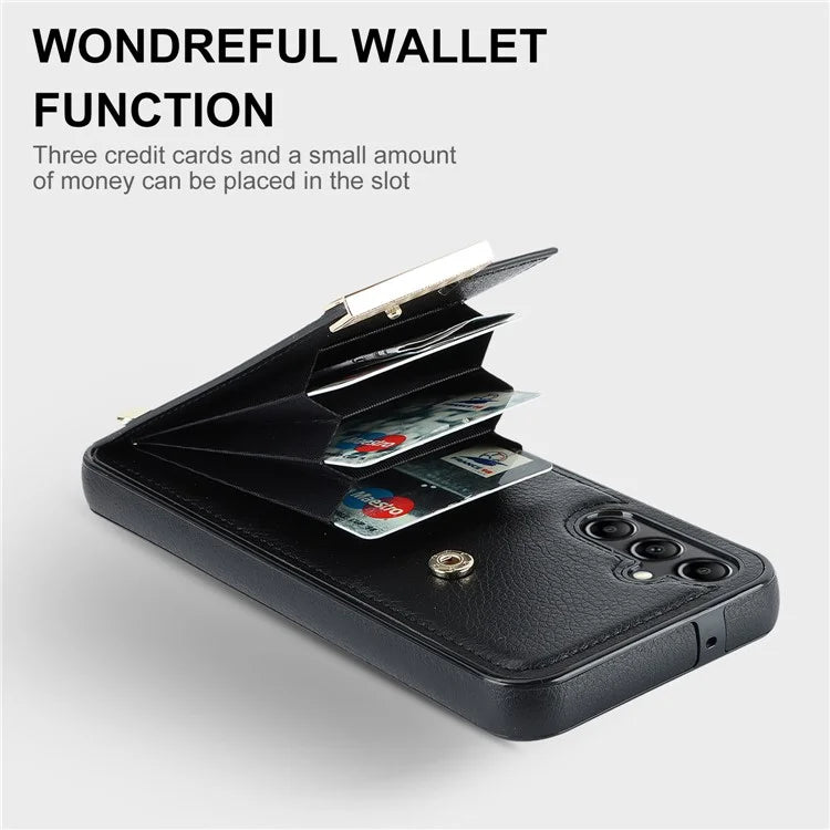 For Samsung Galaxy A14 5G / A14 4G Case Hardware Decor TPU+PU Leather Card Slots Protective Cover