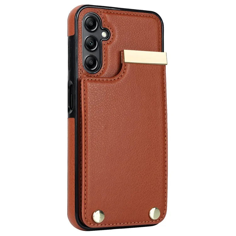 For Samsung Galaxy A14 5G / A14 4G Case Hardware Decor TPU+PU Leather Card Slots Protective Cover