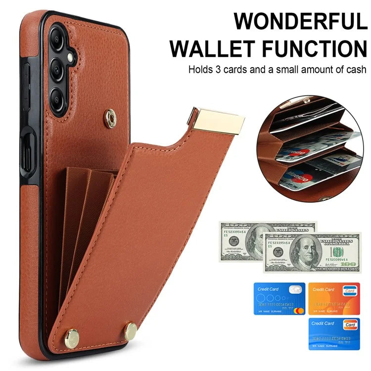For Samsung Galaxy A14 5G / A14 4G Case Hardware Decor TPU+PU Leather Card Slots Protective Cover