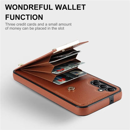 For Samsung Galaxy A14 5G / A14 4G Case Hardware Decor TPU+PU Leather Card Slots Protective Cover