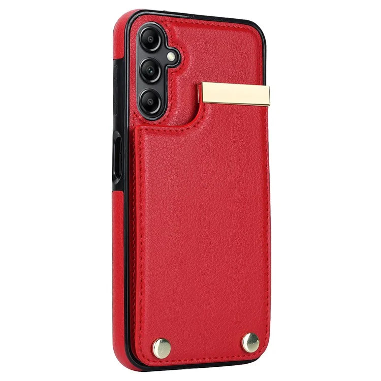 For Samsung Galaxy A14 5G / A14 4G Case Hardware Decor TPU+PU Leather Card Slots Protective Cover