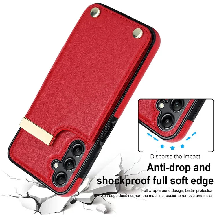 For Samsung Galaxy A14 5G / A14 4G Case Hardware Decor TPU+PU Leather Card Slots Protective Cover