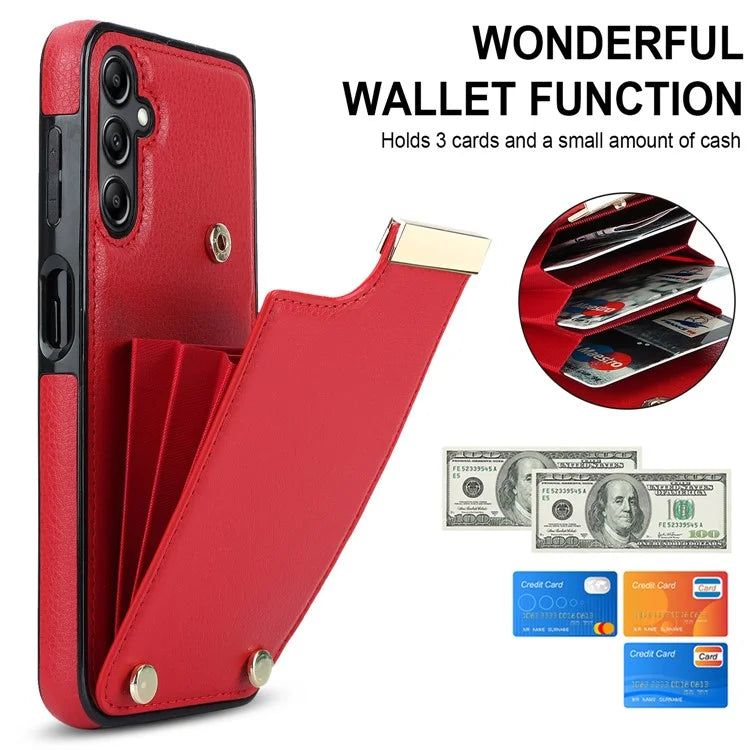 For Samsung Galaxy A14 5G / A14 4G Case Hardware Decor TPU+PU Leather Card Slots Protective Cover