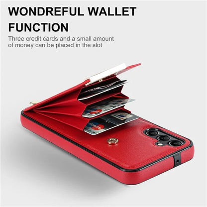 For Samsung Galaxy A14 5G / A14 4G Case Hardware Decor TPU+PU Leather Card Slots Protective Cover