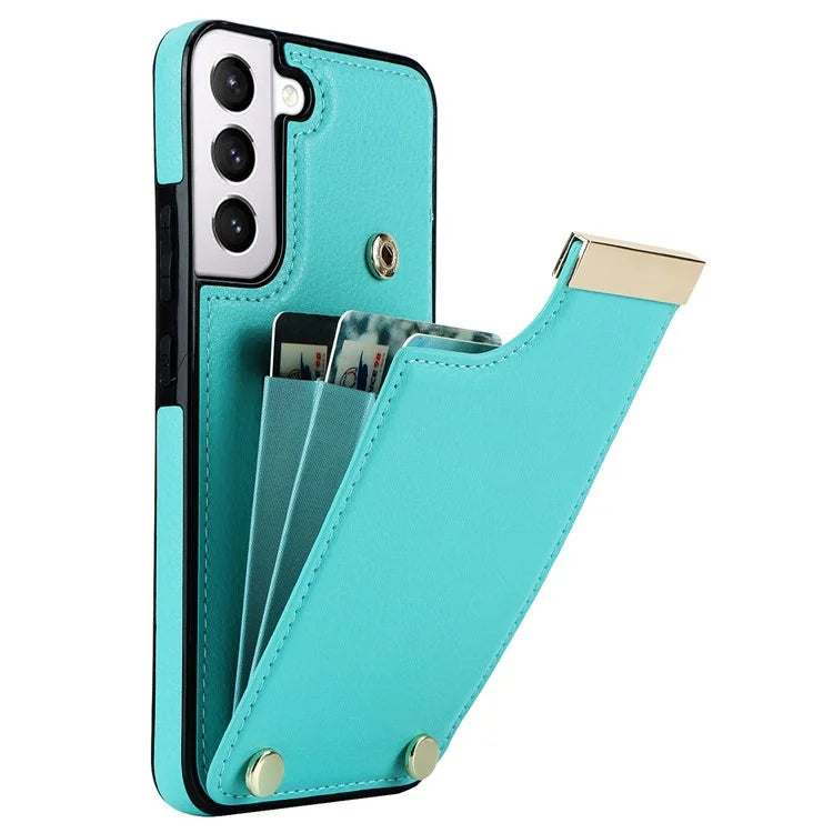 For Samsung Galaxy S22 5G Cover Anti-scratch TPU+PU Leather Metal Decor Smart Phone Case