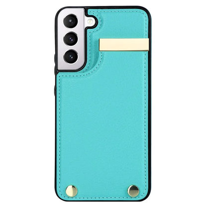For Samsung Galaxy S22 5G Cover Anti-scratch TPU+PU Leather Metal Decor Smart Phone Case