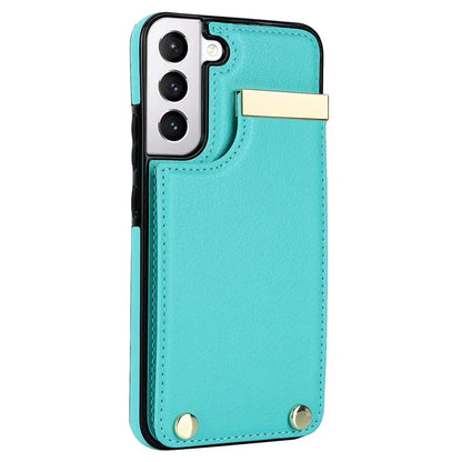 For Samsung Galaxy S22 5G Cover Anti-scratch TPU+PU Leather Metal Decor Smart Phone Case