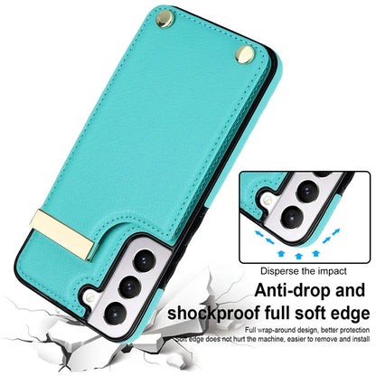 For Samsung Galaxy S22 5G Cover Anti-scratch TPU+PU Leather Metal Decor Smart Phone Case