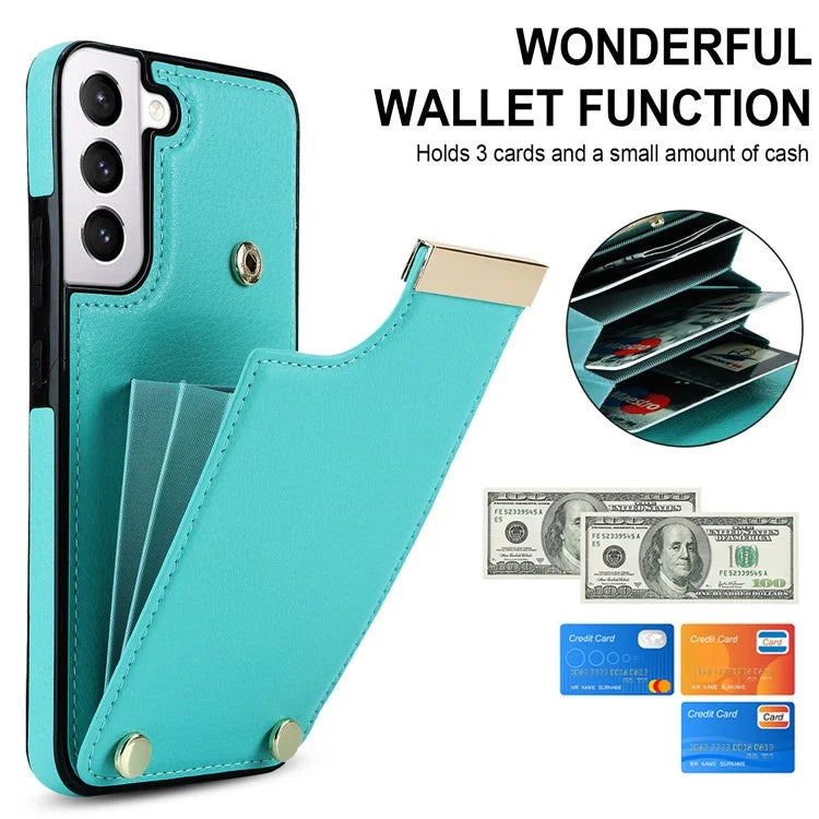 For Samsung Galaxy S22 5G Cover Anti-scratch TPU+PU Leather Metal Decor Smart Phone Case