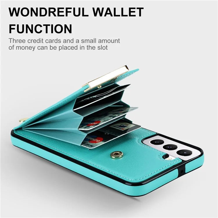 For Samsung Galaxy S22 5G Cover Anti-scratch TPU+PU Leather Metal Decor Smart Phone Case