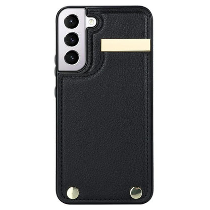 For Samsung Galaxy S22 5G Cover Anti-scratch TPU+PU Leather Metal Decor Smart Phone Case