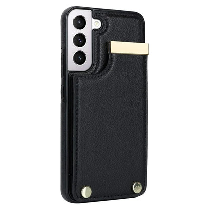 For Samsung Galaxy S22 5G Cover Anti-scratch TPU+PU Leather Metal Decor Smart Phone Case