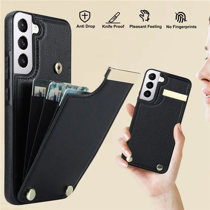 For Samsung Galaxy S22 5G Cover Anti-scratch TPU+PU Leather Metal Decor Smart Phone Case