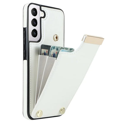 For Samsung Galaxy S22 5G Cover Anti-scratch TPU+PU Leather Metal Decor Smart Phone Case