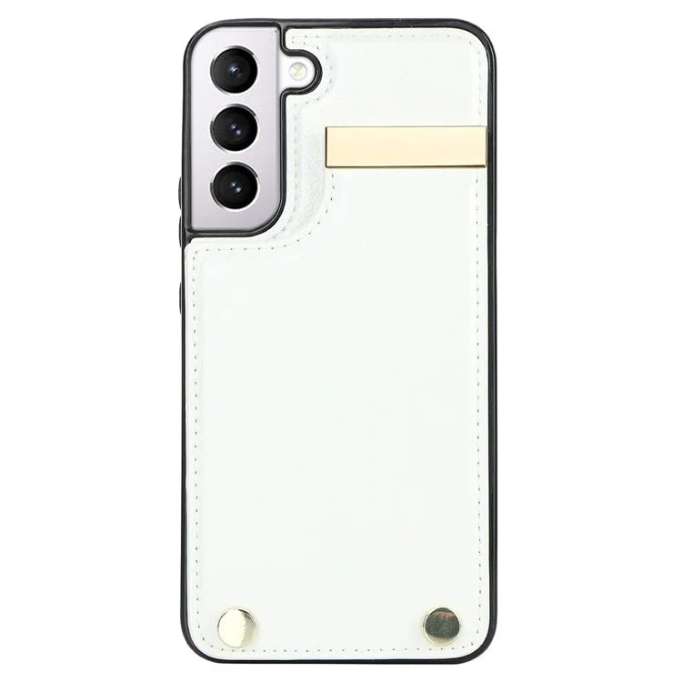 For Samsung Galaxy S22 5G Cover Anti-scratch TPU+PU Leather Metal Decor Smart Phone Case