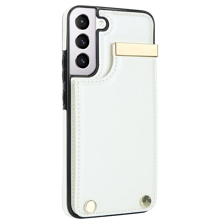 For Samsung Galaxy S22 5G Cover Anti-scratch TPU+PU Leather Metal Decor Smart Phone Case