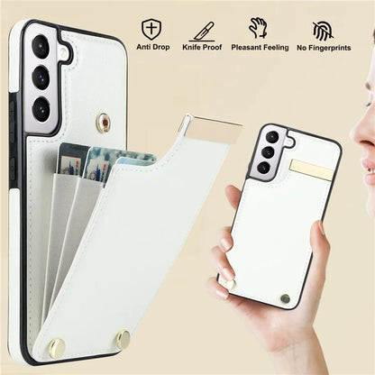 For Samsung Galaxy S22 5G Cover Anti-scratch TPU+PU Leather Metal Decor Smart Phone Case