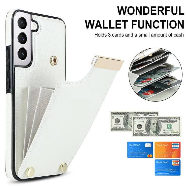 For Samsung Galaxy S22 5G Cover Anti-scratch TPU+PU Leather Metal Decor Smart Phone Case