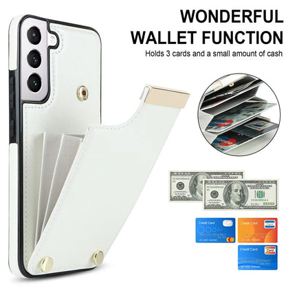 For Samsung Galaxy S22 5G Cover Anti-scratch TPU+PU Leather Metal Decor Smart Phone Case