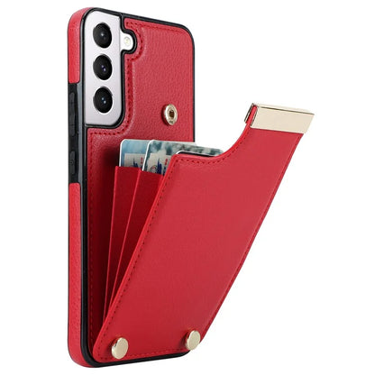 For Samsung Galaxy S22 5G Cover Anti-scratch TPU+PU Leather Metal Decor Smart Phone Case