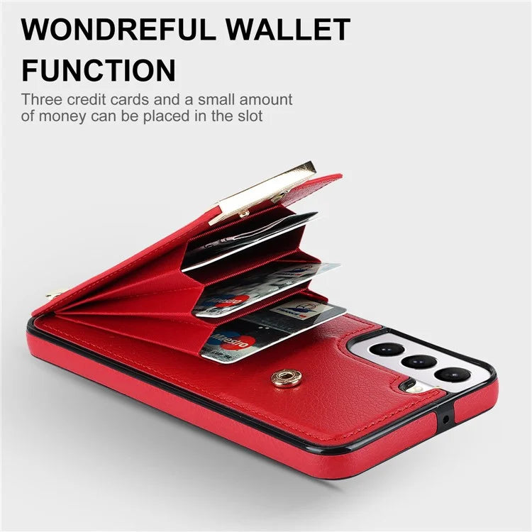 For Samsung Galaxy S22 5G Cover Anti-scratch TPU+PU Leather Metal Decor Smart Phone Case