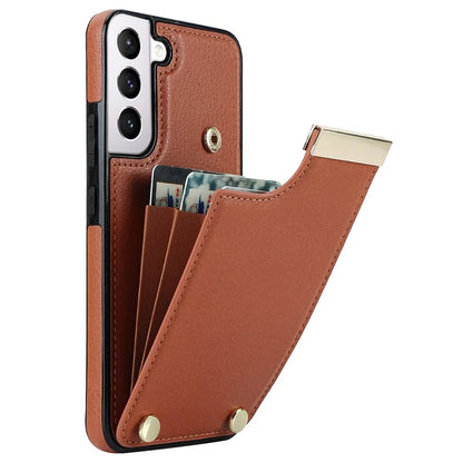 For Samsung Galaxy S22 5G Cover Anti-scratch TPU+PU Leather Metal Decor Smart Phone Case